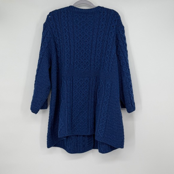 Kilronan Knitwear Merino Wool Cable Knit Cardigan Sweater Blue XXL - Picture 2 of 5